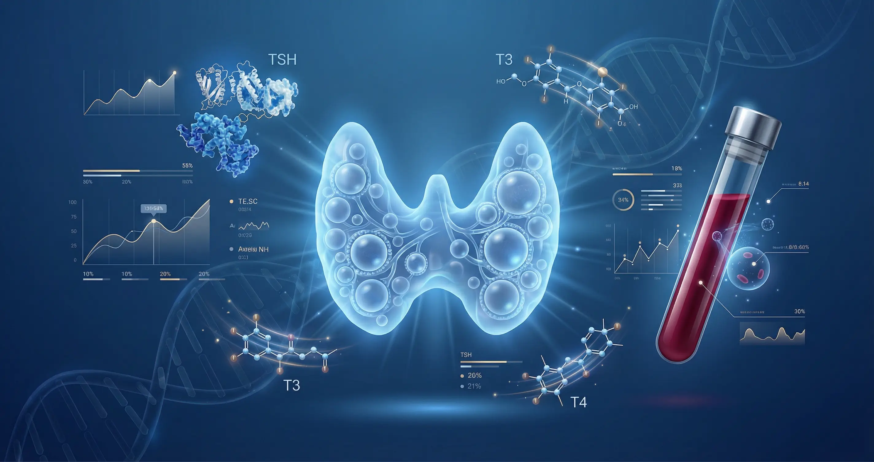 Guide complet du bilan thyroïdien 2025 - Interprétation TSH, T3, T4 et anticorps antithyroïdiens pour comprendre vos analyses de sang